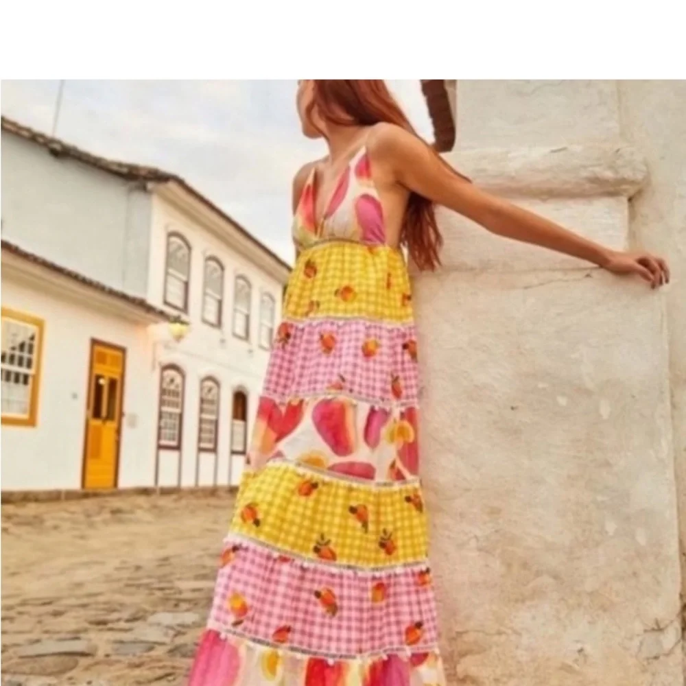 NWT FARM RIO MIXED PICNIC CASHEW MAXI DRESS IN MIX PRINT - Picture 3 of 6